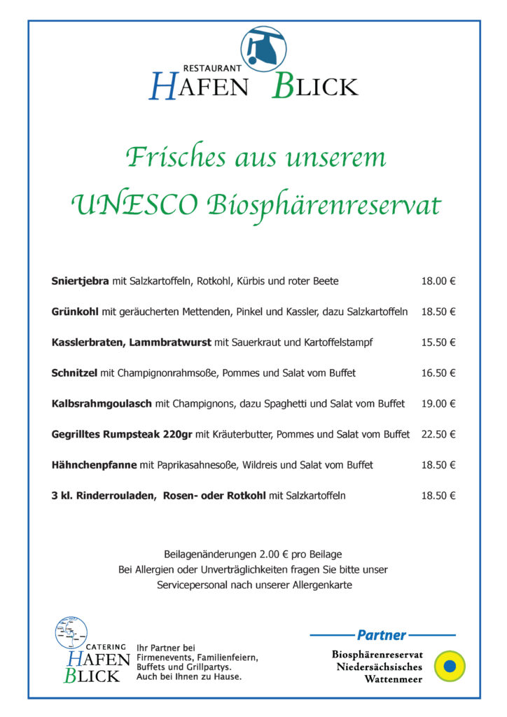 Frisches aus unserem UNESCO Biosphärenreservat - Fleischkarte